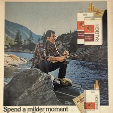 1974 Raleigh Cigarettes PRINT AD Fishing Garcia Spinning Rod Mitchell Reel 70s