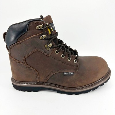 TOSAFZXY Safety Shoes Brown Mens Leather Steel Toe Work Boots | eBay