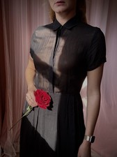Designer Reformation Black Organza Dress