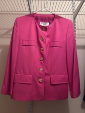 Vintage 1990s Yves Saint Laurent Pink Collarless Button Blazer