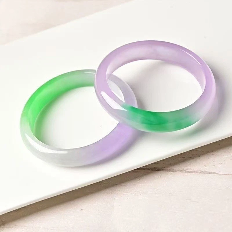 Certified Natural Quartzite jade violet Gradient Green bracelet wide strip - Image 4 of 4