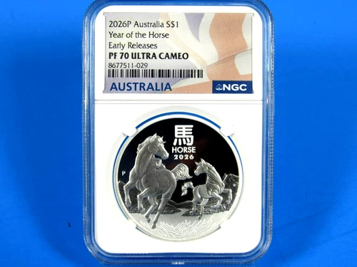 2026 P  Australia,  1-Oz. Lunar Series, Year Of The Horse,  NGC Pf 70 UCAM ER