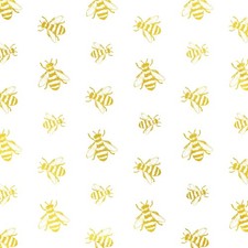 30 Sheets White Metallic Gold Bee Tissue Paper, 20" X 28", Gold Bee Design for G