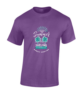 ENJOY THE SUMMER HERREN T-SHIRT HAWAII SURFEN FREIZEIT SOMMER URLAUB TOP