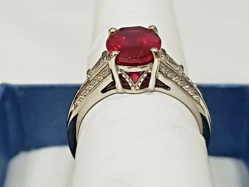 Niassa Ruby & Natural Zircon ring in Platinum over 925 SS sz 8 4.15 tcw - Picture 5 of 5