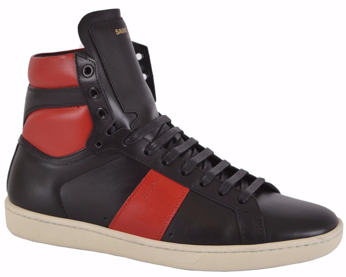 NEW Saint Laurent YSL Men's Red Black 330264 High Top Wolly NEW Saint Laurent YSL Men's Red Black 330264 High Top Wolly