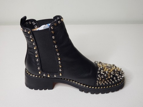 Christian Louboutin Chasse A Clou Black Leather Boots Metal Studs EU 37 US 7 UK4 - Bild 8 von 14
