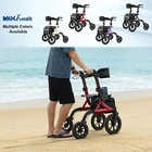 12"+10" Rubber Wheels All-Terrain Rollator Walker with Seat Foldable Adjustable
