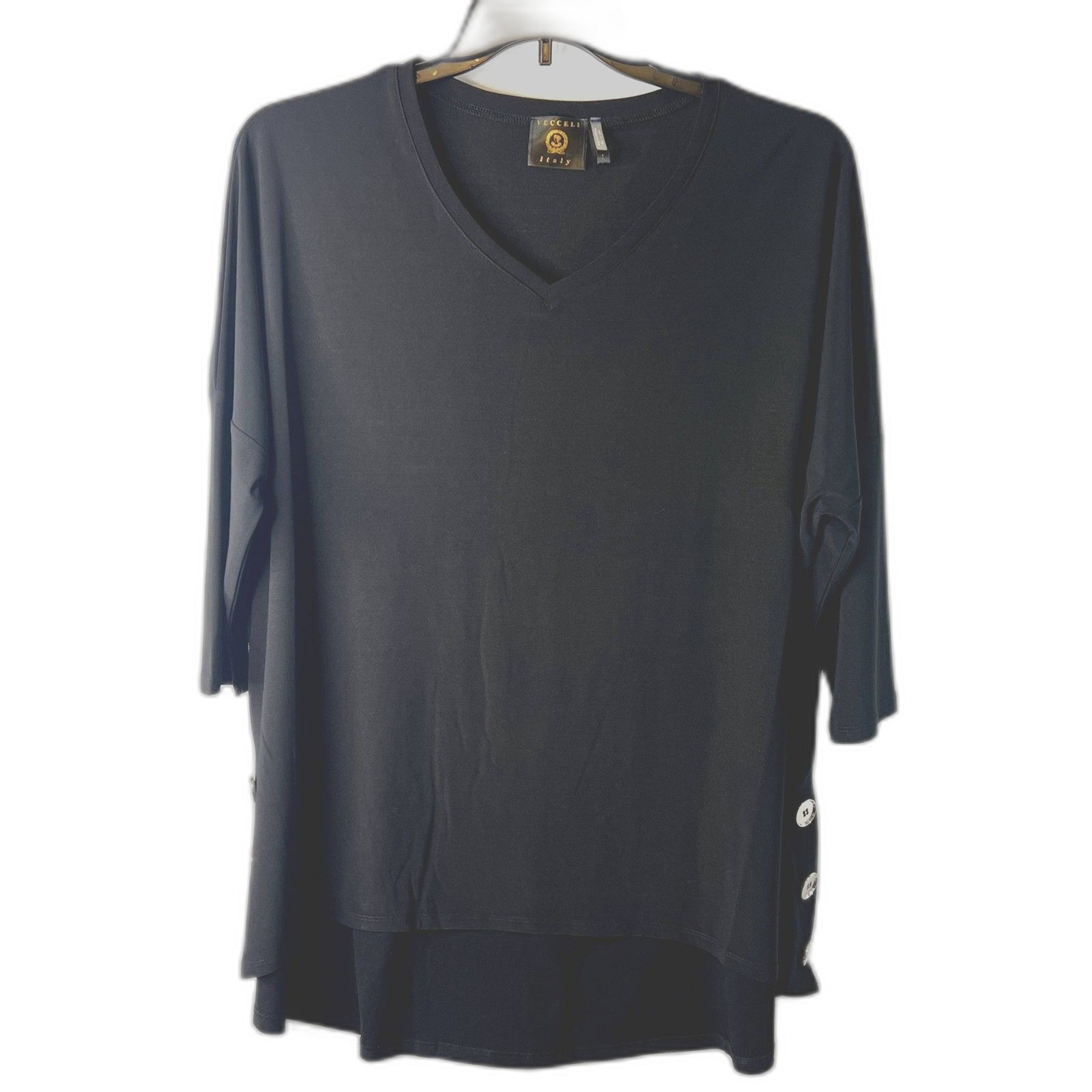 Vesseli Italy Basic Black Side Button Detail Stap… - image 1