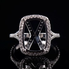 Cushion Custom 12 9mm Women Engagement Halo Ring Semi Mount Solid 14K White Gold