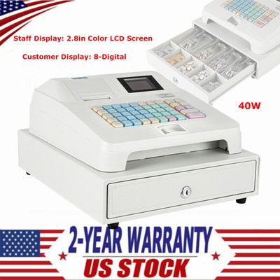 48Key Desktop Electronic Cash Register POS Casher Digital LED Display w/ Drawer
