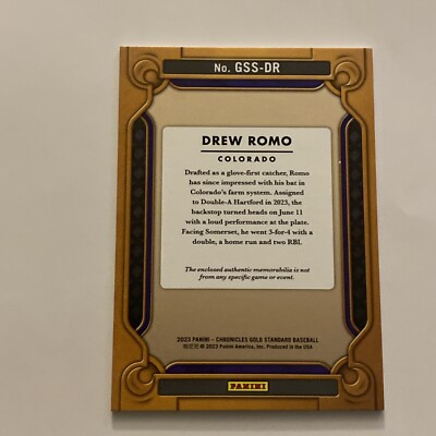 サブライム / stories,tales,lies&exaggerations 2023 Panini Chronicles Gold Standard Swatches Relic Card Drew Romo