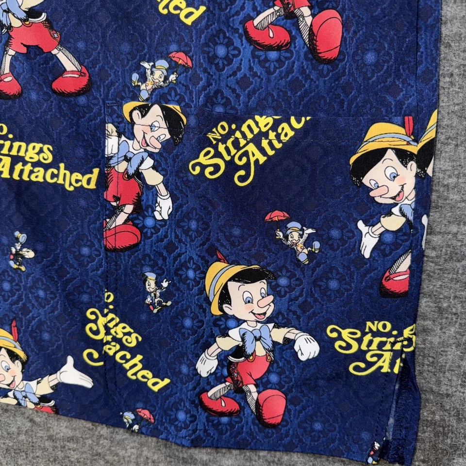 Pinocchio Cherokee Scrubs Disney Tooniforms Mens V Neck Top Sz Small NEW - Image 3 of 4