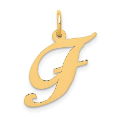 14k Gelbgold ausgefallene Schrift Initiale F Charm Anhänger 0,79 Zoll
