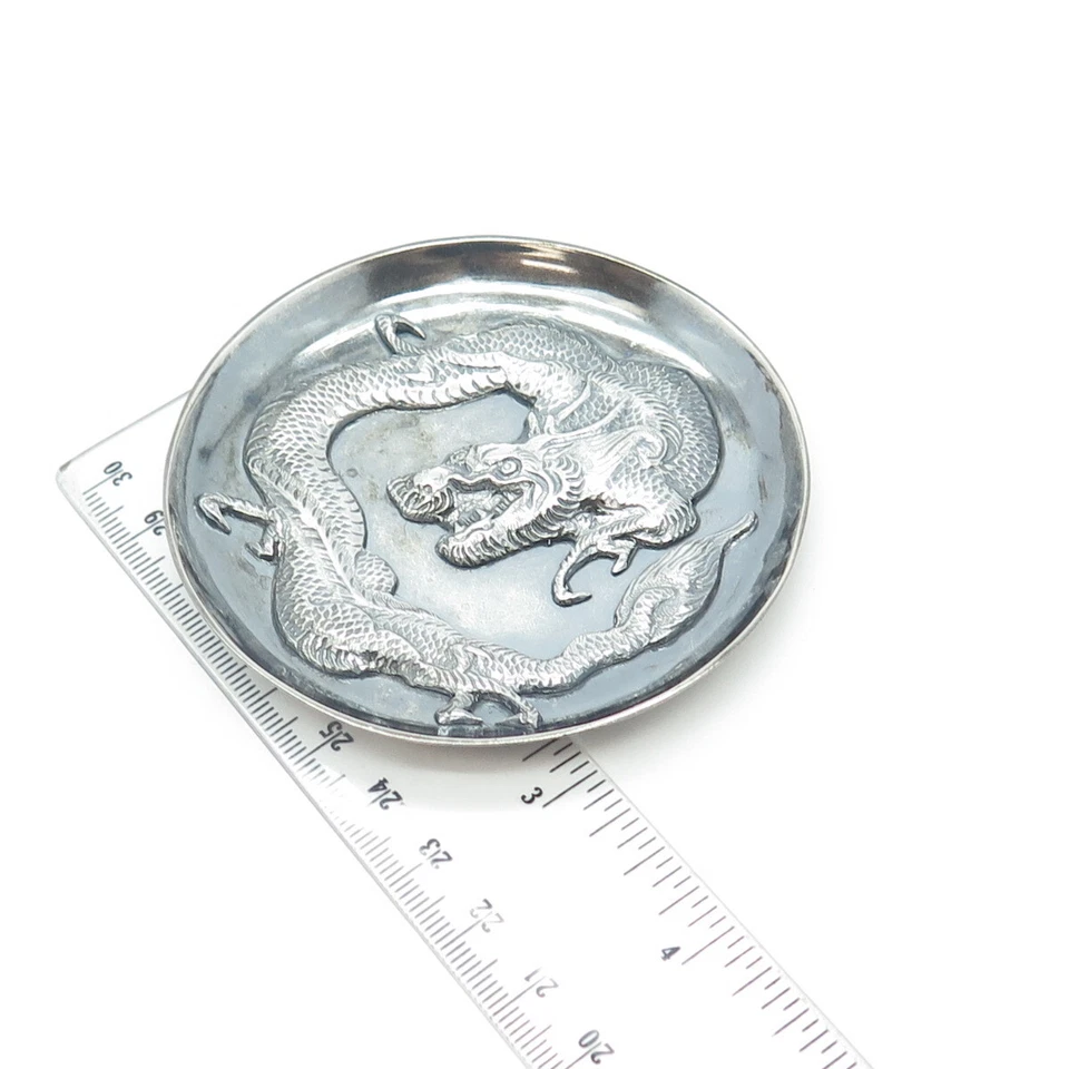 Plato antiguo Art Deco dragón real de plata de ley 925 de exportación china Foto 3 de 4