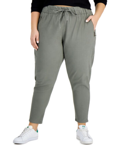 Celebrity Pink Trendy Plus Size Zip-Pocket Pull-On Pants Kale GREEN