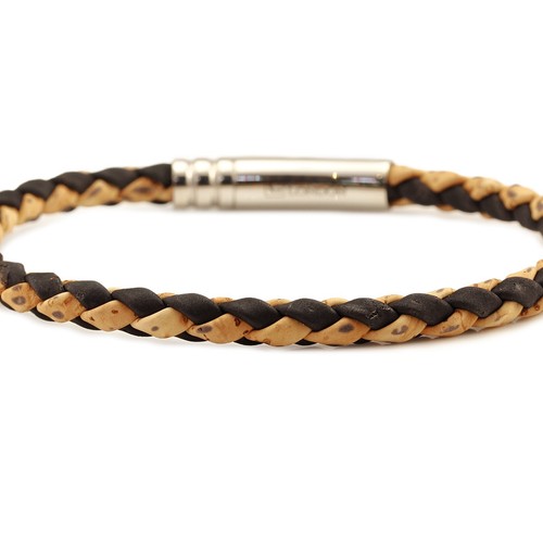 Herren Geflochten Kork Bracelet-Stainless Stahl Clasp-5mm Natur / Schwarz Kordel - Bild 5 von 9