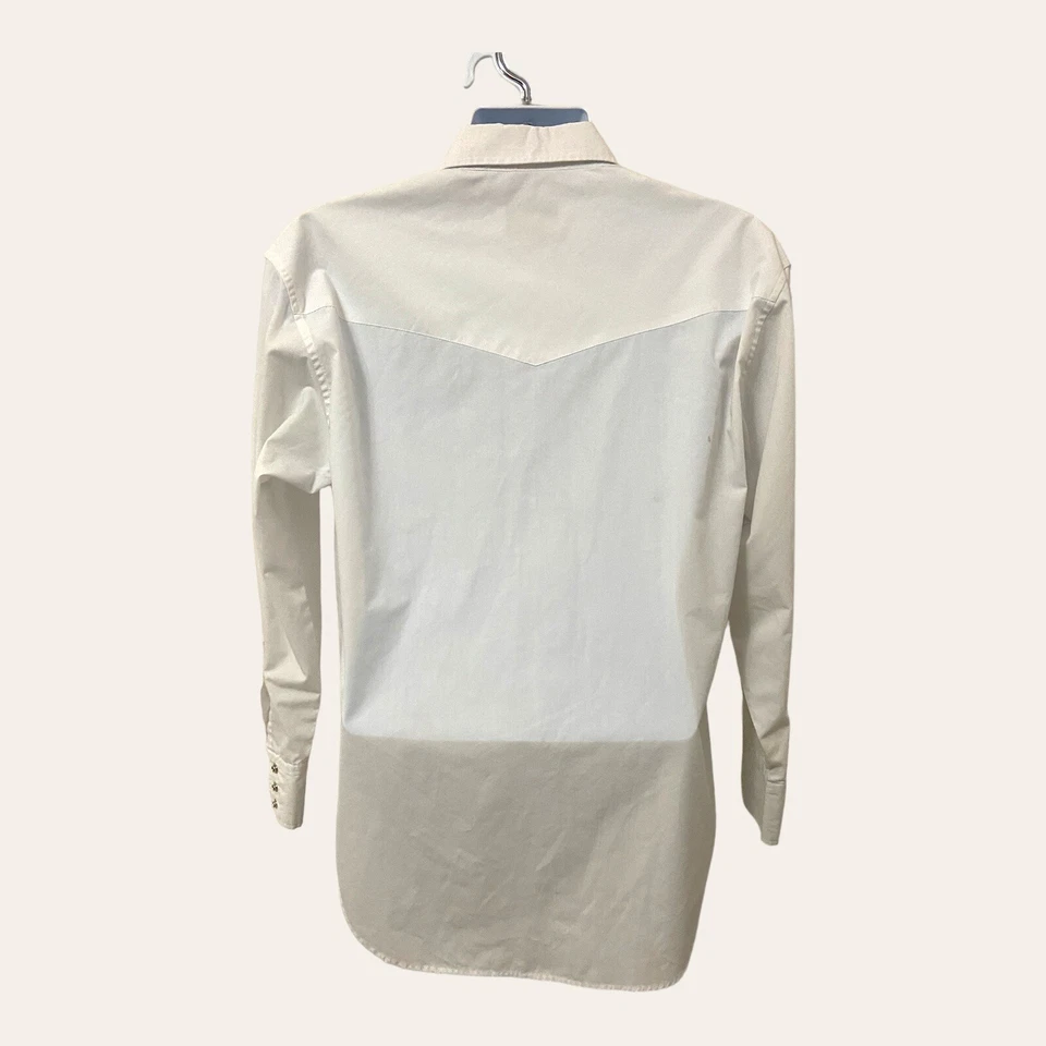 Falcon Bay Mens White Pearl Snap Western Button Shirt Size M Stains - Image 4 of 4