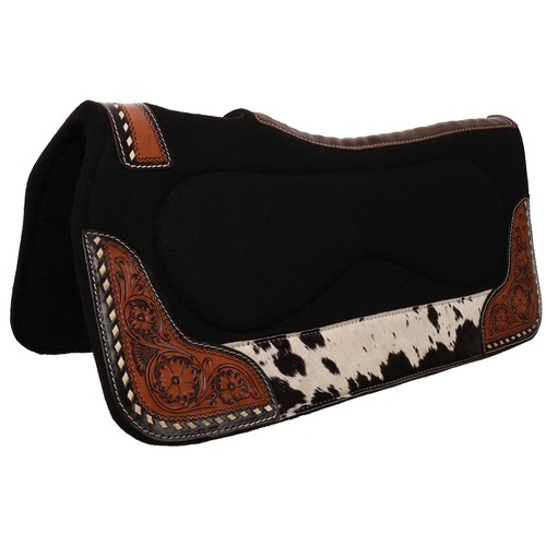 Showman 31" x 32" Bloomhide Contoured Black Felt Saddle Pad - Picture 2 of 2