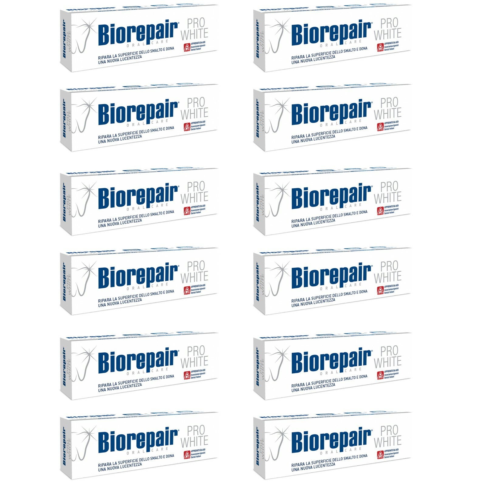 12 pezzi BIOREPAIR Dentifricio PRO WHITE 75ml dentifricio ripara e protegge