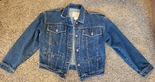 Helium Denim Cropped Moto Jean Jacket Womens M Dark Acid Wash Vintage 80's