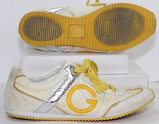 G by Guess GGDOCIA Sneakers Womens Docia Shoes White Yellow Silver Size 7.5 M