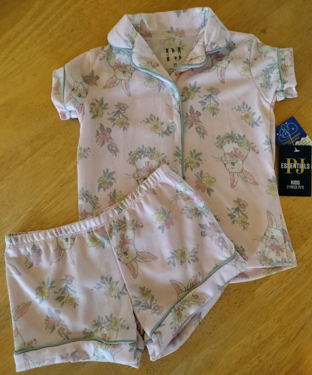 PJ Essentials Girls Super Soft Bunny Top w PJ Shorts NWT Size 2T