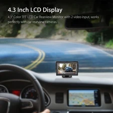 4.3" monitor backup camera HD display screen car rearview, night vision reverse 