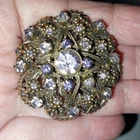 Antique Brooch Pin Lavender Rhinestone Round Costume Jewelry Made Germany West