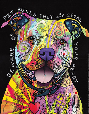 Beware of Pit Bulls Steal Your Heart by Dean Russo Art Print Poster Dog 11x14