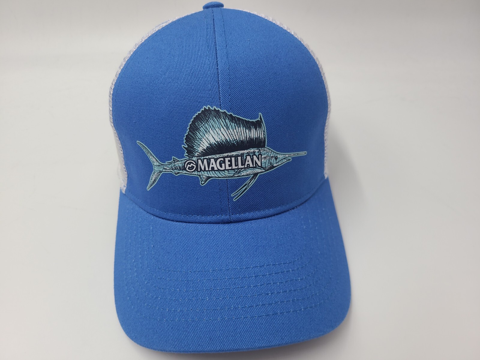 Magellan Outdoors Fishing Marlin Mesh Trucker Snapback Hat Cap Men Blue White