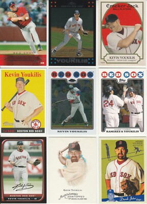 Huge 50 different KEVIN YOUKILIS cards lot 2004 - 2020 Red Sox White ...