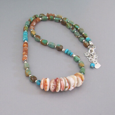djs Sundance Turquoise Spiny Oyster Sunstone Sterling Silver Necklace Lk Catalog