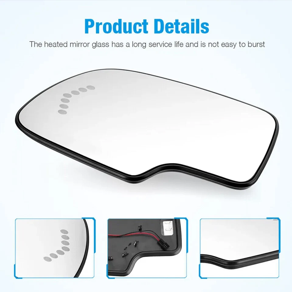 Espejo de vidrio térmico intermitente lado del conductor LH para Chevy GMC Cadillac 2003-2007* Foto 4 de 4