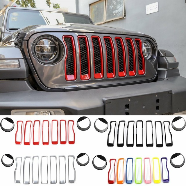 Front Grille+Headlight Bezel Cover for 201819 Jeep Wrangler JL Rubicon