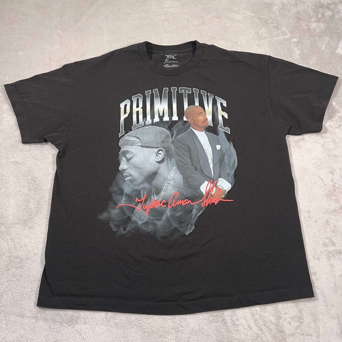 2PAC X Primitive Shirt Mens 2XL Black Hip Hop Tupac Amaru