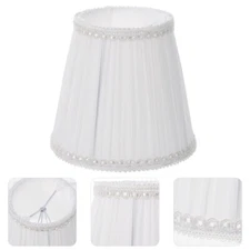 Small Lamp Shades White Clamped Bubble Fabric Lampshade Durable Support