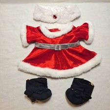 Build-A-Bear Santa Dress Christmas Mrs. Claus Boots Collar Clothing Red BAB Belt