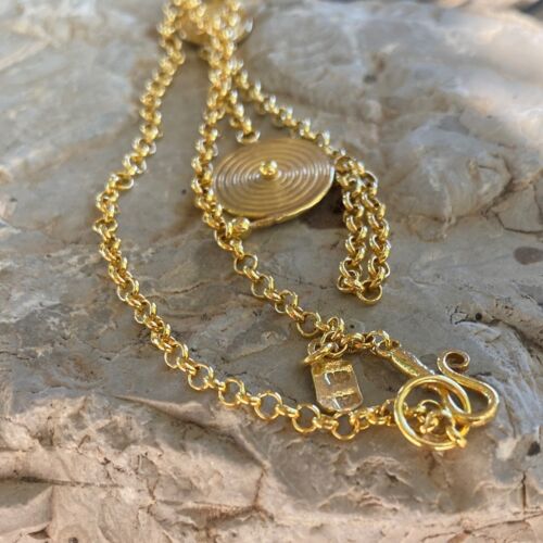 Omer 925 Silver Anatolian Meandros Handmade Gold Necklace Artisan Ancient Jewels - Picture 5 of 5