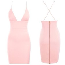 House Of CB Loren Blush Bralette Midi Bodycon Dress