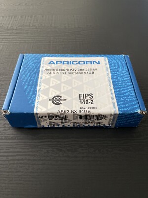 Apricorn Aegis Secure Key 64GB Hardware Encrypted USB 3.1 Flash Drive