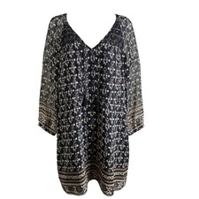 Madewell Black Boho V-Neck Flowy Midi Dress Sz 6 Goddess Style Pockets EasyChic