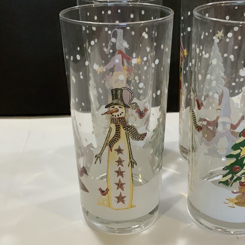 Certified International Tumbler Water Tea Santa Snowman Penguin Tree 8 Glass #41 - Picture 2 of 11
