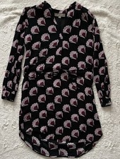 Ann Taylor Loft S Black Purple Floral Shift dress Casual Career cute Boho