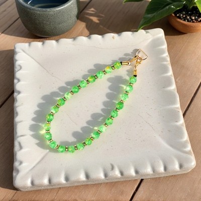 Unique Crystal Agate Turquoise Beaded Phone Lanyard Handcrafted 8mm Stone