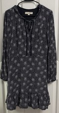Ann Taylor Loft Womens Black&White Dot Long Sleeve Sheath Mini Dress Lined 10