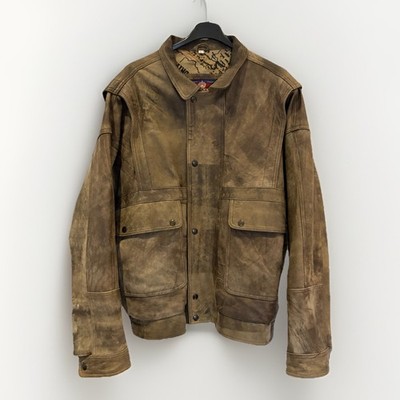 Born Free Leatherwear Mantel Vintage Lederjacke Top Gun USA Print Größe Large
