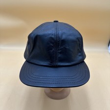 Hatquarters Henschel Black Leather Suede Adjustable Strapback Cap Hat USA Made