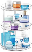 3 Tier Lazy Susan Bathroom Organizer - 9.25 Inch Clear Makeup Organizer with ...