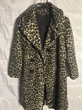 Vintage 50 s, 60s or 70s Leopard Print Faux Fur Coat Women's Plush Jacket